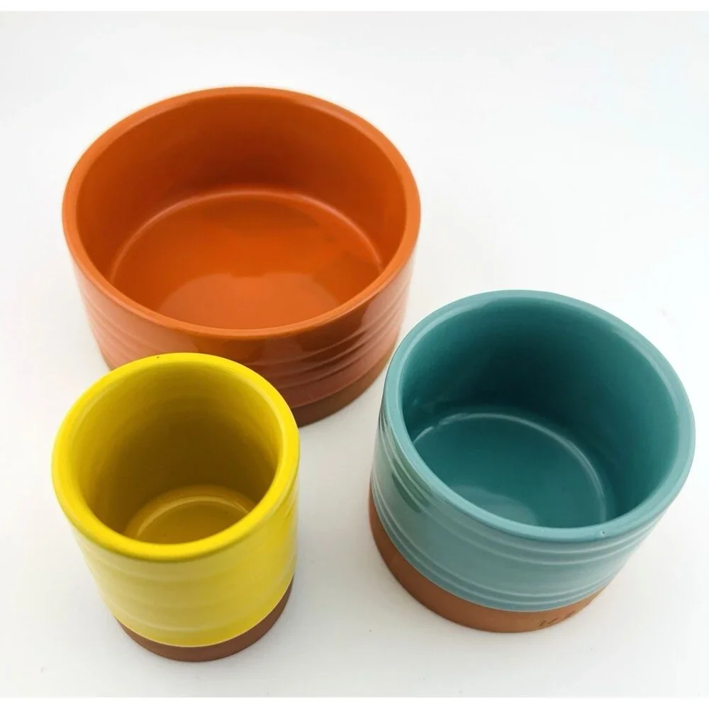 Dip by Now Designs Glazed Terracotta Decorative Measuring  Set 1, 1/2 & 1/4 Cup
